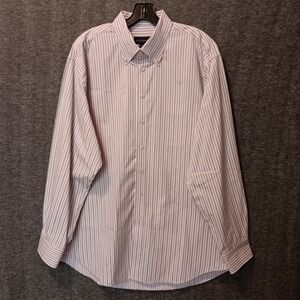 Scott Barber Dress Shirt Mens XL Purple Gold Striped Long Sleeve Button‎ Down